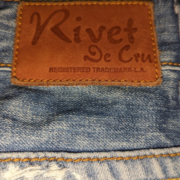 Rare Rivet De Cru Y2K Baggy Button Fly Distressed Jeans 44x32 Approximately - Picture 4 of 16